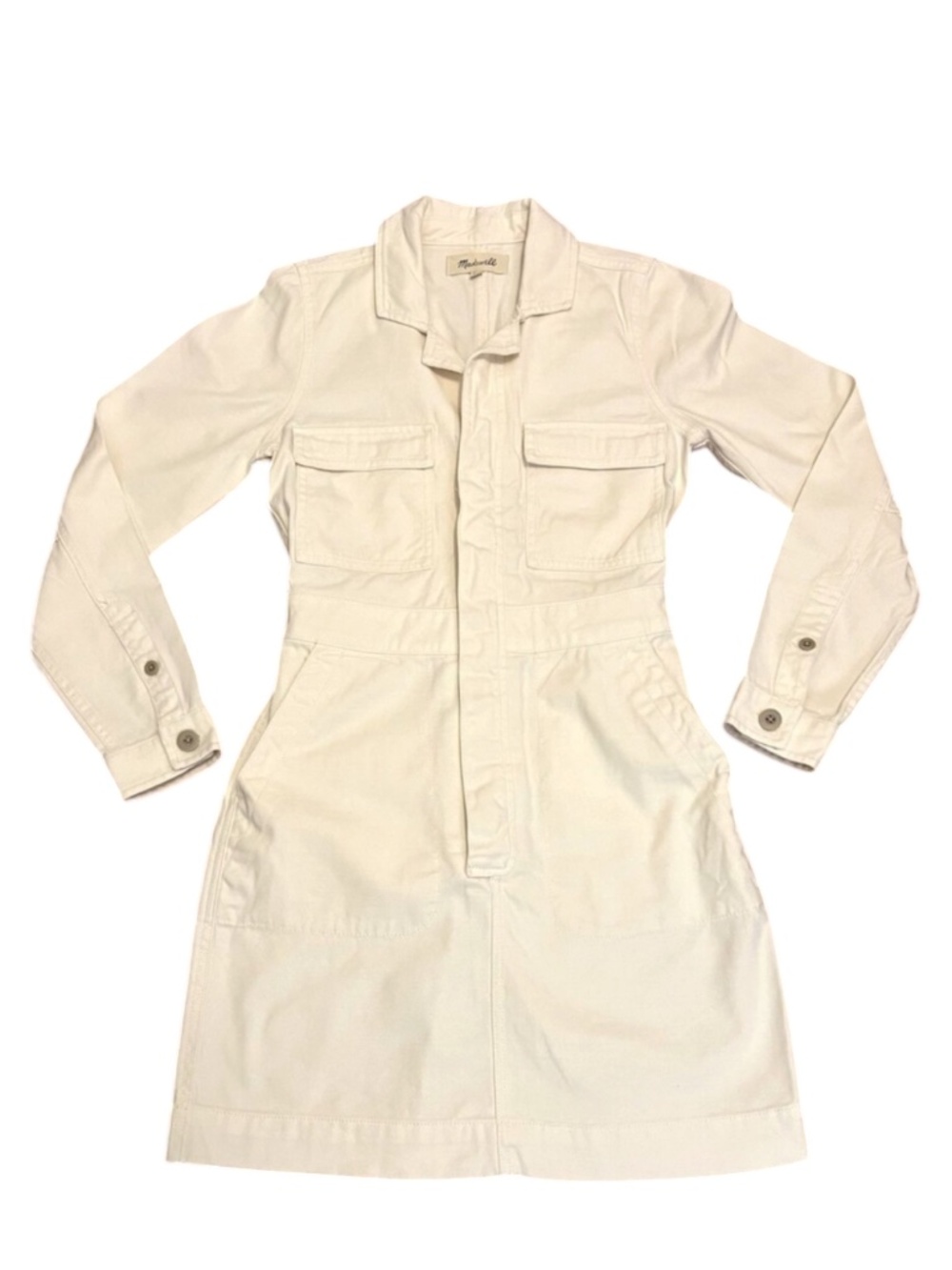 MADEWELL Vintage Canvas Signature Coverall Dress Pockets Long Sleeve Preppy XXS - Picture 1 of 9